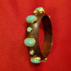 Anthropology Wood and Turquoise Bangle